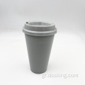 Διπλό τοίχο PP Travel Mug 16oz 500ml πλαστικά κύπελλα επαναχρησιμοποιήσιμο φλιτζάνι καφέ με καπάκια
